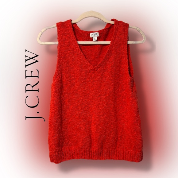 J.CREW V-Neck Beach Sweater Tank Top in Bright Cerise - Size M EUC - Picture 3 of 10